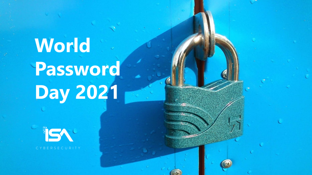 blue background with lock and words saying World Password Day 2021