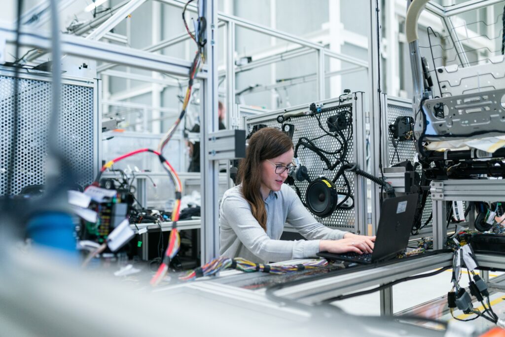 Female working in a computer lab