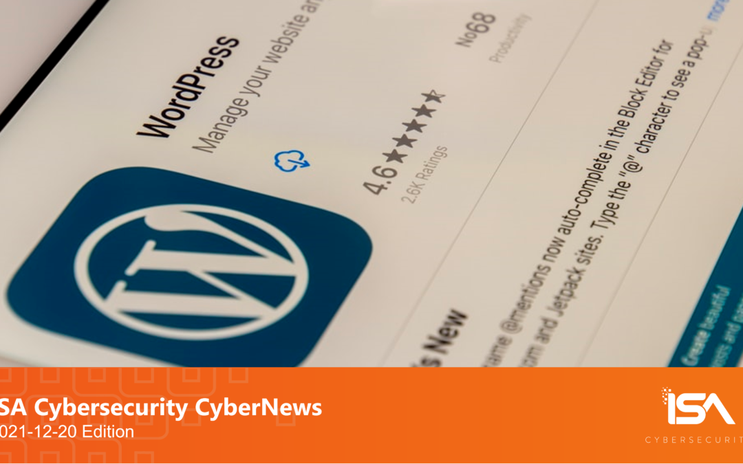 Latest Cybersecurity News 2021-12-20 Edition
