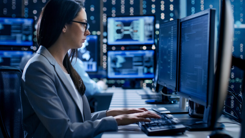 Female Engineer Controller Observes Working of the System.